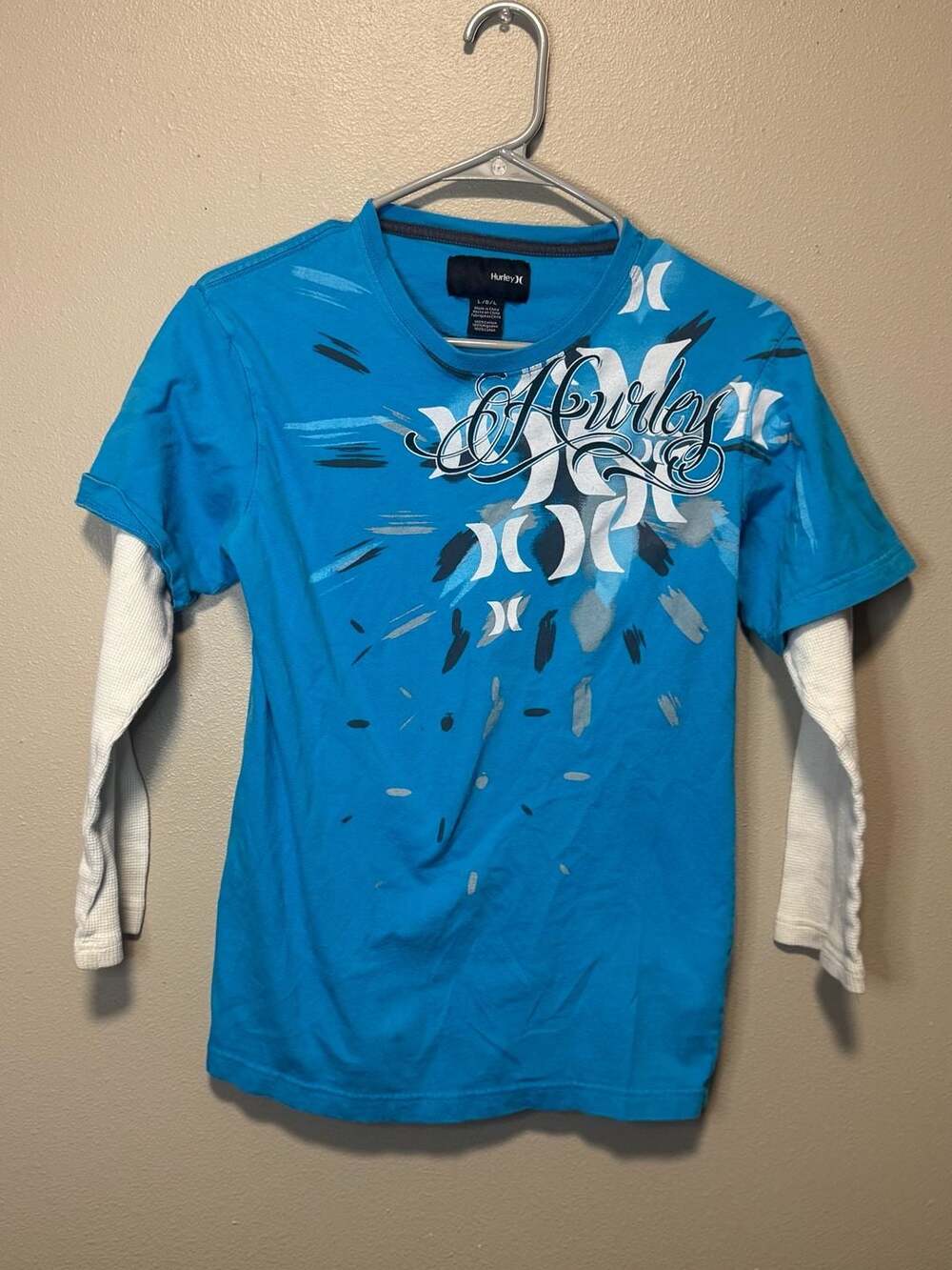 Youth Hurley Y2K Graphic Print Blue Short Sleeve